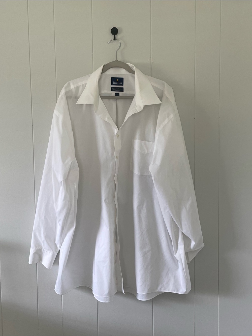 Stafford White Long-Sleeve Dress Shirt